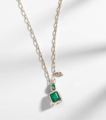 18kt gold pendant necklace with emeralds and diamond | Shay Jewelry