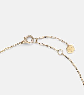 18kt gold pendant necklace with emeralds and diamond | Shay Jewelry