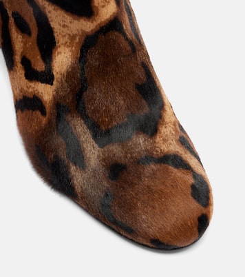 Jane 85 레오파드 프린트 카프 헤어 앵클 부츠 | Christian Louboutin