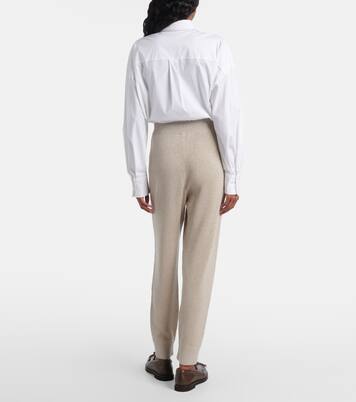 Ribbed-knit cashmere-blend tapered pants | Brunello Cucinelli
