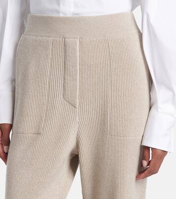 Ribbed-knit cashmere-blend tapered pants | Brunello Cucinelli