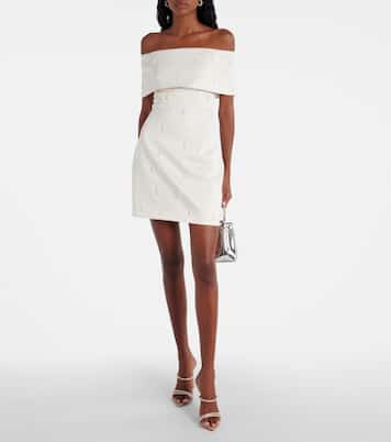 Robe en satin à encolure bardot | Rotate