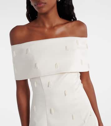 Robe en satin à encolure bardot | Rotate