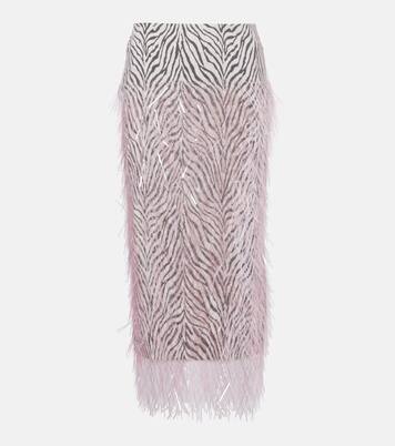 Fringed zebra-print midi skirt | Jacques Wei