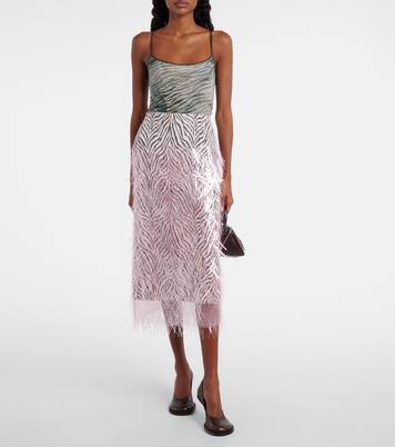 Fringed zebra-print midi skirt | Jacques Wei