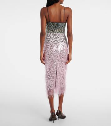 Fringed zebra-print midi skirt | Jacques Wei
