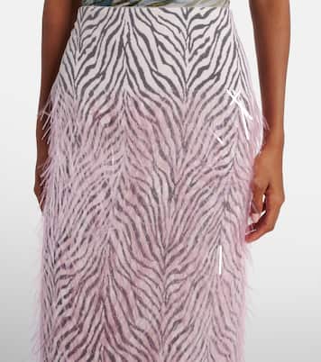 Fringed zebra-print midi skirt | Jacques Wei