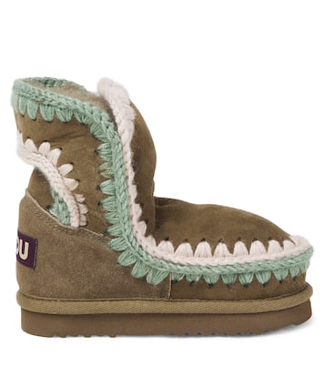Embroidered shearling-lined suede boots | Mou Kids