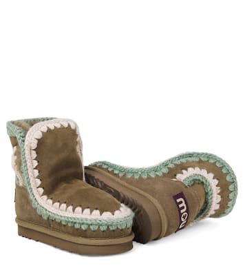 Embroidered shearling-lined suede boots | Mou Kids