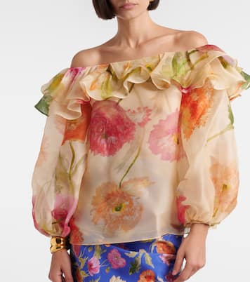 Off-Shoulder-Top aus Seidenorganza | Carolina Herrera