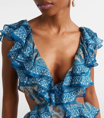 Paisley lace-trimmed ruffled silk maxi dress | Etro