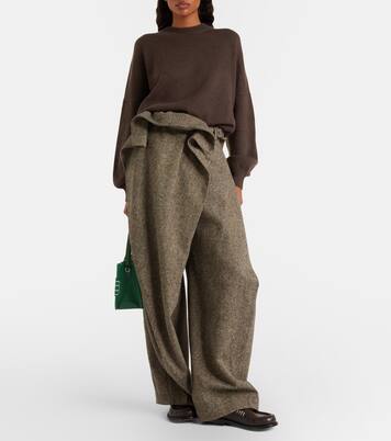 Asymmetric wool wide-leg pants | JW Anderson
