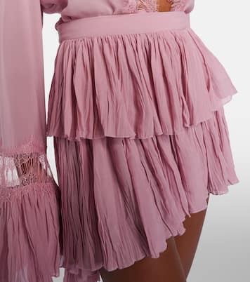 Plissé tiered georgette miniskirt | Blumarine