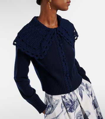 Crochet-trimmed wool-blend cardigan | Erdem