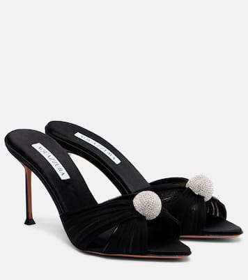 Pantoletten Mystery 85 aus Satin mit Leder | Aquazzura