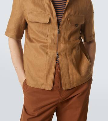 Camicia in twill di lino con zip | Moncler