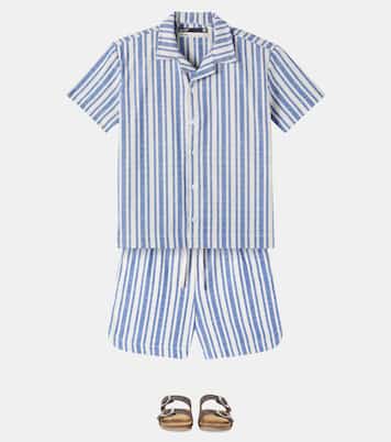 Striped cotton bowling shirt and shorts set | Fábula