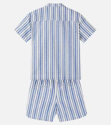 Striped cotton bowling shirt and shorts set | Fábula