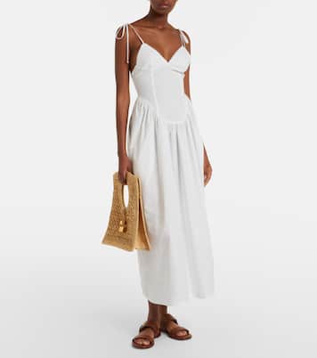 Abito lungo Paloma in popeline di cotone con pizzo | Bananhot