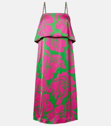Floral satin midi dress | Dries Van Noten