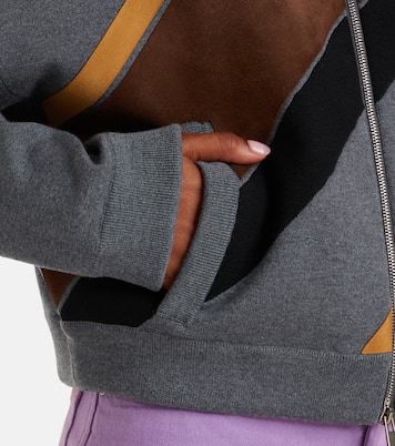 Suede-trimmed wool-blend zip-up sweater | Versace