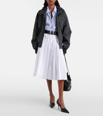 Veste à capuche en laine vierge à carreaux | Prada