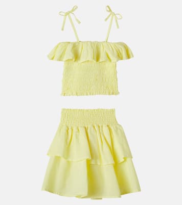 Bellis linen and cotton top and skirt set | Cozmo