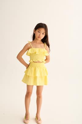 Bellis linen and cotton top and skirt set | Cozmo