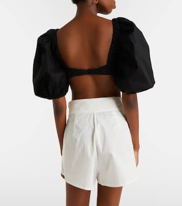 Floral-appliqué cotton-blend crop top | Adriana Degreas