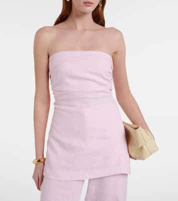 Top bustier Boe de lino fruncido | Faithfull