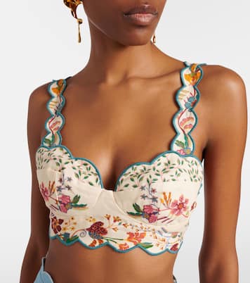 Cropped-Top Floral Scarves aus Leinen | Farm Rio