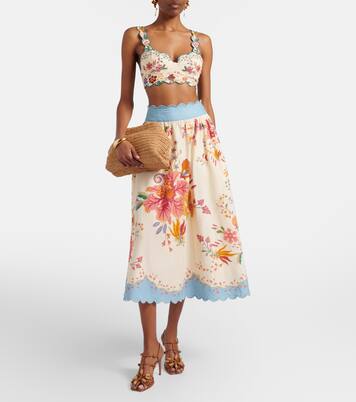 Cropped-Top Floral Scarves aus Leinen | Farm Rio