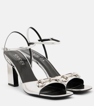 Signora Horsebit metallic leather sandals | Gucci