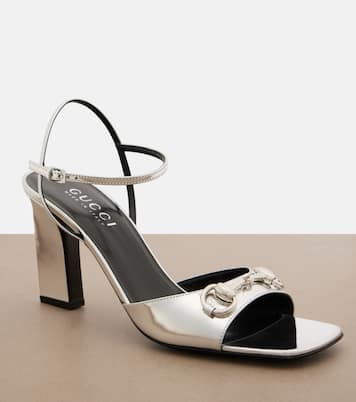 Signora Horsebit metallic leather sandals | Gucci