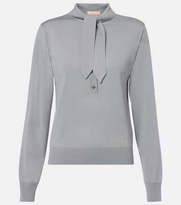 Tie-neck virgin wool sweater  | Valentino