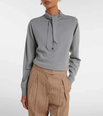 Tie-neck virgin wool sweater  | Valentino