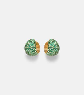 Icon Poppy 18kt gold hoop earrings with emeralds | Octavia Elizabeth