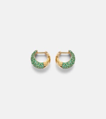 Icon Poppy 18kt gold hoop earrings with emeralds | Octavia Elizabeth