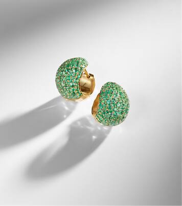 Icon Poppy 18kt gold hoop earrings with emeralds | Octavia Elizabeth