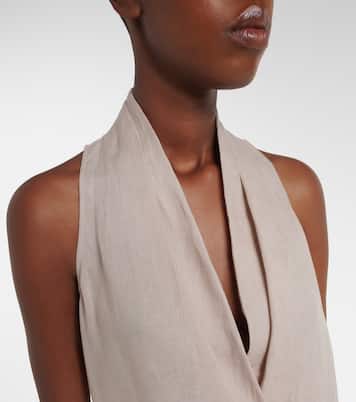 Monili halterneck linen wrap top | Brunello Cucinelli