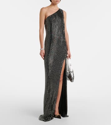 One-Shoulder Robe aus Crêpe-Jersey mit Kristallen | Gucci