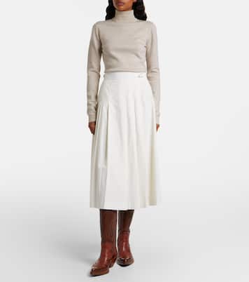 Wesley pleated cotton corduroy midi skirt | Gabriela Hearst