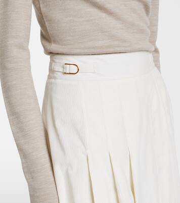 Wesley pleated cotton corduroy midi skirt | Gabriela Hearst
