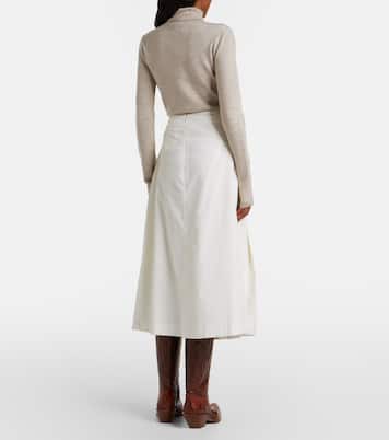 Wesley pleated cotton corduroy midi skirt | Gabriela Hearst