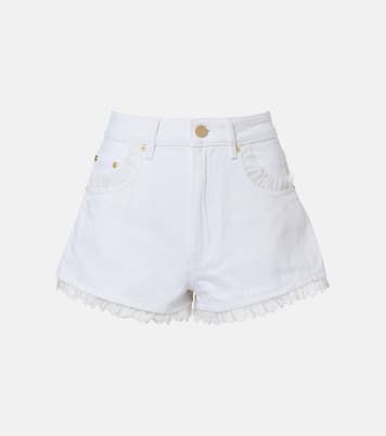Lace-trimmed denim shorts | Ganni