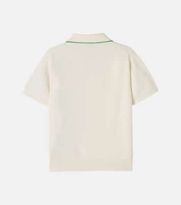 Greca linen and cotton polo shirt | Versace Kids