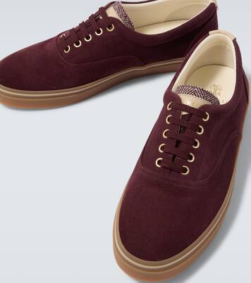 Leather-trimmed suede sneakers | Brunello Cucinelli