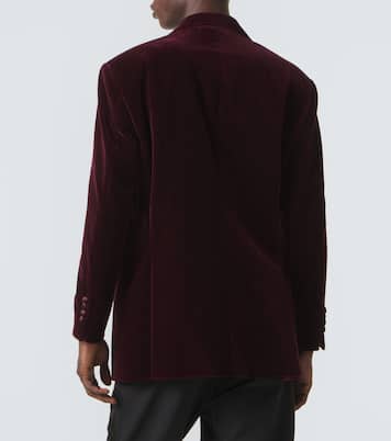 Blazer cruzado de terciopelo de algodón con raya diplomática | Brunello Cucinelli