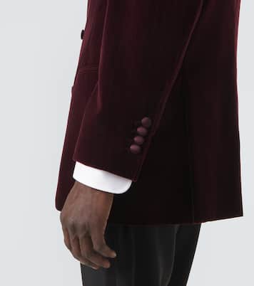 Blazer cruzado de terciopelo de algodón con raya diplomática | Brunello Cucinelli