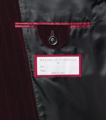 Blazer cruzado de terciopelo de algodón con raya diplomática | Brunello Cucinelli